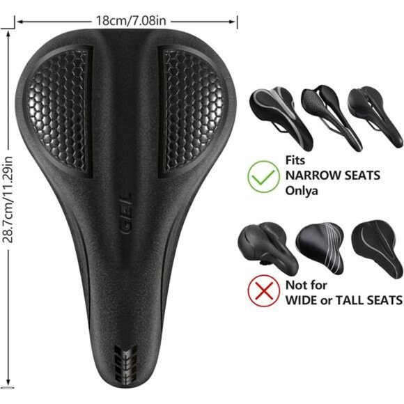 Gel bike seat cushion soft padded cover for peloton exercise road mountain bikes - Picture 2 of 7